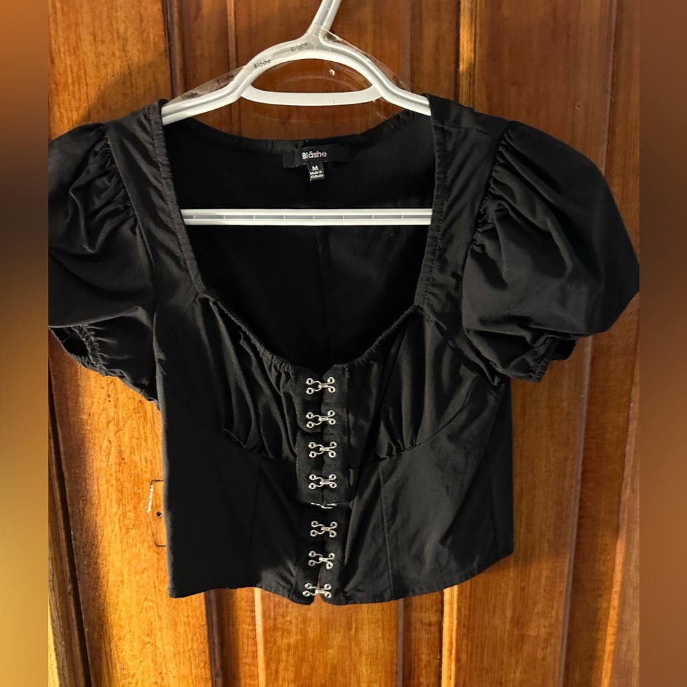 Black corset crop top “ got you hooked”